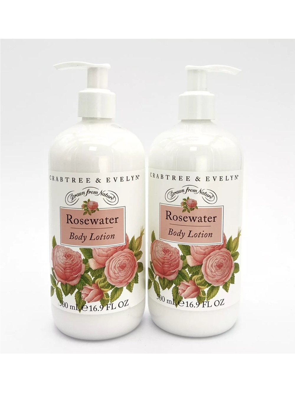2* Crabtree Evelyn Rosewater Body Lotion 500ml/16.9oz.